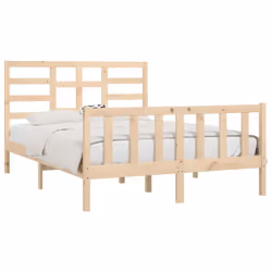 vidaXL Bed Frame Bed Base Bedstead Bedroom Mattress Foundation Solid Wood Pine - brown, 140 x 200 cm