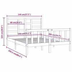 vidaXL Bed Frame Bed Base Bedstead Bedroom Mattress Foundation Solid Wood Pine - brown, 140 x 200 cm - Additional view 7