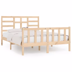 vidaXL Bed Frame Bed Base Bedstead Bedroom Mattress Foundation Solid Wood Pine - brown, 150 x 200 cm