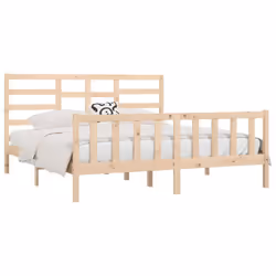 vidaXL Bed Frame Bed Base Bedstead Bedroom Mattress Foundation Solid Wood Pine - brown, 200 x 200 cm - Additional view 2