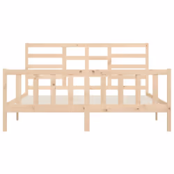 vidaXL Bed Frame Bed Base Bedstead Bedroom Mattress Foundation Solid Wood Pine - brown, 200 x 200 cm - Additional view 4