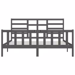 vidaXL Bed Frame Bed Base Bedstead Bedroom Mattress Foundation Solid Wood Pine - grey, 200 x 200 cm - Additional view 4