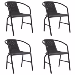 vidaXL 2/4/6/8x Garden Chairs Plastic Rattan and Steel Outdoor Armchair Seat - 4