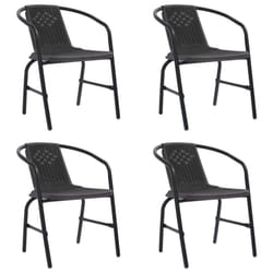 vidaXL 2/4/6/8x Garden Chairs Plastic Rattan and Steel Outdoor Armchair Seat - 4