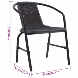 vidaXL 2/4/6/8x Garden Chairs Plastic Rattan and Steel Outdoor Armchair Seat - 4 - Additional view 7