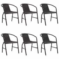 vidaXL 2/4/6/8x Garden Chairs Plastic Rattan and Steel Outdoor Armchair Seat - 6
