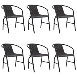 vidaXL 2/4/6/8x Garden Chairs Plastic Rattan and Steel Outdoor Armchair Seat - 6