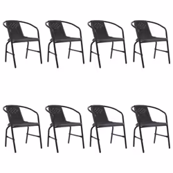 vidaXL 2/4/6/8x Garden Chairs Plastic Rattan and Steel Outdoor Armchair Seat - 8