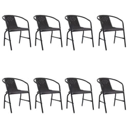 vidaXL 2/4/6/8x Garden Chairs Plastic Rattan and Steel Outdoor Armchair Seat - 8