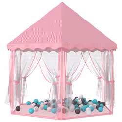 vidaXL Princess Play Tent with 250 Balls Pink Children Play House Game Tent