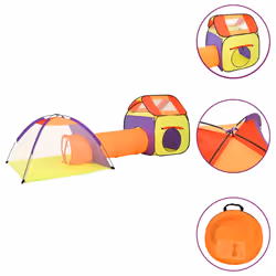 vidaXL Children Play Tent with 250 Balls Kids Play House Tent Multi Colours - multicolour 2 - Additional view 2