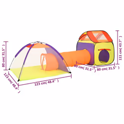 vidaXL Children Play Tent with 250 Balls Kids Play House Tent Multi Colours - multicolour 2 - Additional view 3