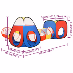 vidaXL Children Play Tent with 250 Balls Kids Play House Tent Multi Colours - multicolour 1 - Additional view 3
