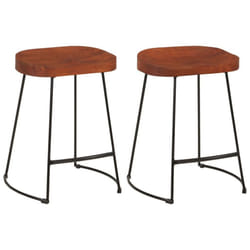 vidaXL Gavin Bar Stools Dining Room Chair Seat Stool Solid Mango Wood 2 pcs - Brown, 45 x 38 x 53 cm