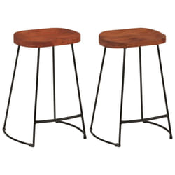 vidaXL Gavin Bar Stools Dining Room Chair Seat Stool Solid Mango Wood 2 pcs - Brown, 45 x 40 x 63 cm