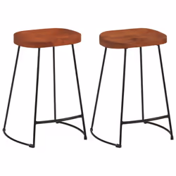 vidaXL Gavin Bar Stools Dining Room Chair Seat Stool Solid Mango Wood 2 pcs - Brown, 45 x 40 x 63 cm - Additional view 10