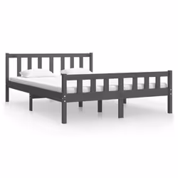 vidaXL Bed Frame Home Wooden Bedroom Bedstead Platform Bed Base Solid Wood - grey, 140 x 190 cm - Additional view 3