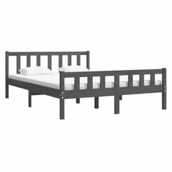 vidaXL Bed Frame Home Wooden Bedroom Bedstead Platform Bed Base Solid Wood - grey, 140 x 190 cm - Additional view 4