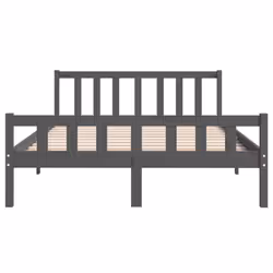 vidaXL Bed Frame Home Wooden Bedroom Bedstead Platform Bed Base Solid Wood - grey, 140 x 190 cm - Additional view 6