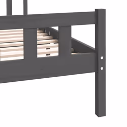 vidaXL Bed Frame Home Wooden Bedroom Bedstead Platform Bed Base Solid Wood - grey, 140 x 190 cm - Additional view 8
