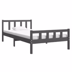 vidaXL Bed Frame Home Wooden Bedroom Bedstead Platform Bed Base Solid Wood - grey, 100 x 200 cm - Additional view 2
