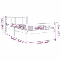 vidaXL Bed Frame Home Wooden Bedroom Bedstead Platform Bed Base Solid Wood - grey, 100 x 200 cm - Additional view 3