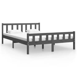 vidaXL Bed Frame Home Wooden Bedroom Bedstead Platform Bed Base Solid Wood - grey, 150 x 200 cm