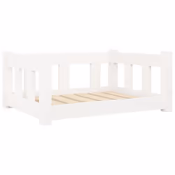 vidaXL Dog Bed Wooden Pet Bed Dog Sofa Puppy Dog Pet Couch Solid Wood Pine - white