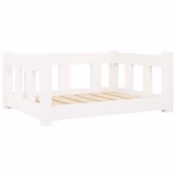 vidaXL Dog Bed Wooden Pet Bed Dog Sofa Puppy Dog Pet Couch Solid Wood Pine - white
