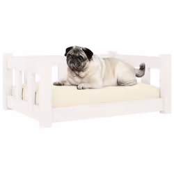 vidaXL Dog Bed Wooden Pet Bed Dog Sofa Puppy Dog Pet Couch Solid Wood Pine - white