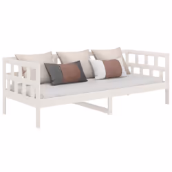 vidaXL Day Bed Guest Sofa Occasional Sofa Bed Daybed Couch Solid Wood Pine - white, 90 x 190 cm