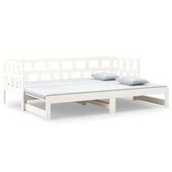 vidaXL Solid Wood Pine Pull-out Day Bed Wooden Sofa Bed Multi Colours/Sizes - white, 90 x 200 cm