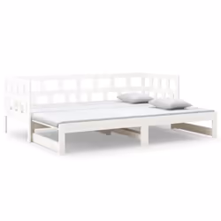 vidaXL Solid Wood Pine Pull-out Day Bed Wooden Sofa Bed Multi Colours/Sizes - white, 90 x 200 cm