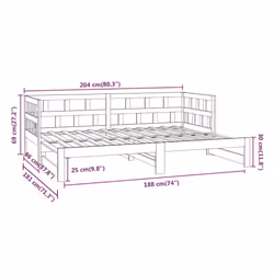 vidaXL Solid Wood Pine Pull-out Day Bed Wooden Sofa Bed Multi Colours/Sizes - white, 90 x 200 cm - Additional view 4