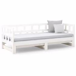 vidaXL Solid Wood Pine Pull-out Day Bed Wooden Sofa Bed Multi Colours/Sizes - white, 90 x 200 cm - Additional view 5