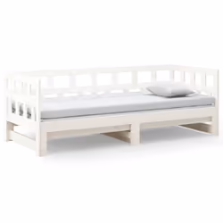 vidaXL Solid Wood Pine Pull-out Day Bed Wooden Sofa Bed Multi Colours/Sizes - white, 90 x 200 cm - Additional view 6