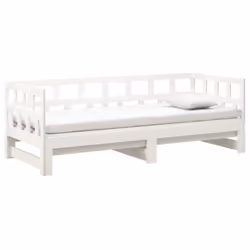 vidaXL Solid Wood Pine Pull-out Day Bed Wooden Sofa Bed Multi Colours/Sizes - white, 90 x 200 cm - Additional view 7