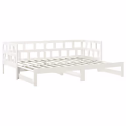 vidaXL Solid Wood Pine Pull-out Day Bed Wooden Sofa Bed Multi Colours/Sizes - white, 90 x 200 cm - Additional view 8