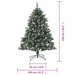 vidaXL Artificial Christmas Tree with Stand Xmas Tree Christmas Decoration PVC - without led, 150 cm