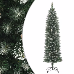 vidaXL Artificial Slim Christmas Tree with Stand Xmas Tree Decoration PVC - without led, 180 cm