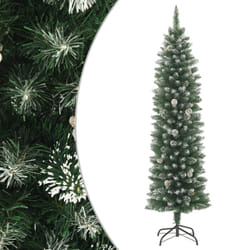 vidaXL Artificial Slim Christmas Tree with Stand Xmas Tree Decoration PVC - without led, 180 cm