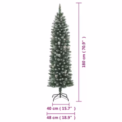 vidaXL Artificial Slim Christmas Tree with Stand Xmas Tree Decoration PVC - without led, 180 cm