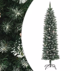 vidaXL Artificial Slim Christmas Tree with Stand Xmas Tree Decoration PVC - without led, 210 cm