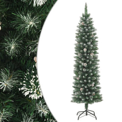 vidaXL Artificial Slim Christmas Tree with Stand Xmas Tree Decoration PVC - without led, 210 cm