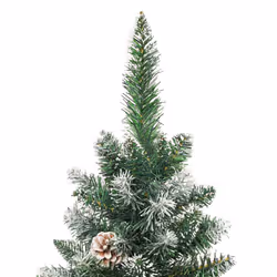 vidaXL Artificial Slim Christmas Tree with Stand Xmas Tree Decoration PVC - without led, 210 cm