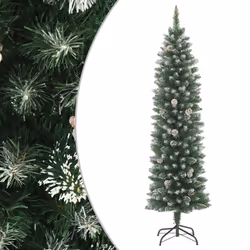 vidaXL Artificial Slim Christmas Tree with Stand Xmas Tree Decoration PVC - without led, 240 cm