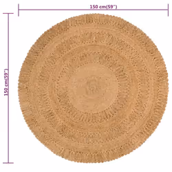 vidaXL Area Rug Hand-braided Jute Round Handmade Floor Mat Carpet Multi Sizes - 150 cm