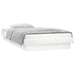 vidaXL LED Bed Frame Mattress Foundation Bedstead Platform Bed Base Solid Wood - white, 90 x 200 cm