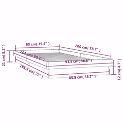 vidaXL LED Bed Frame Mattress Foundation Bedstead Platform Bed Base Solid Wood - white, 90 x 200 cm - Additional view 4