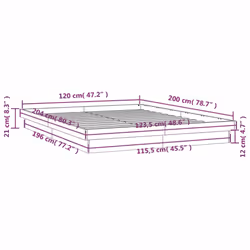vidaXL LED Bed Frame Mattress Foundation Bedstead Platform Bed Base Solid Wood - white, 120 x 200 cm - Additional view 4